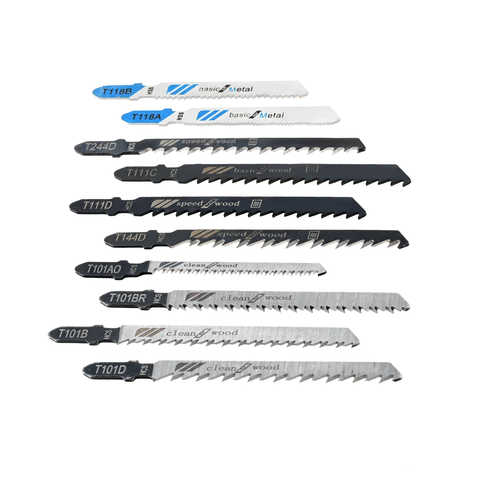52PCS T 생크 직소 블레이드 세트 목재 플라스틱 금속 절단 도구 T118A T118B,T101AO,T101B,T101BR,T101D,T111C,T11D,T144D,T244D