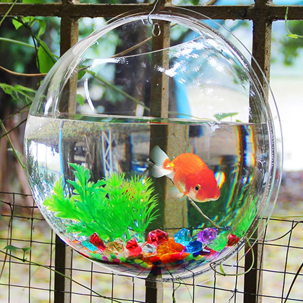 

Wall Mounted Fish Tank Acrylic Hanging Bowl Betta Aquarium Vase Round Decoration Terrarium Save Space Suitable Fish Plants Home
