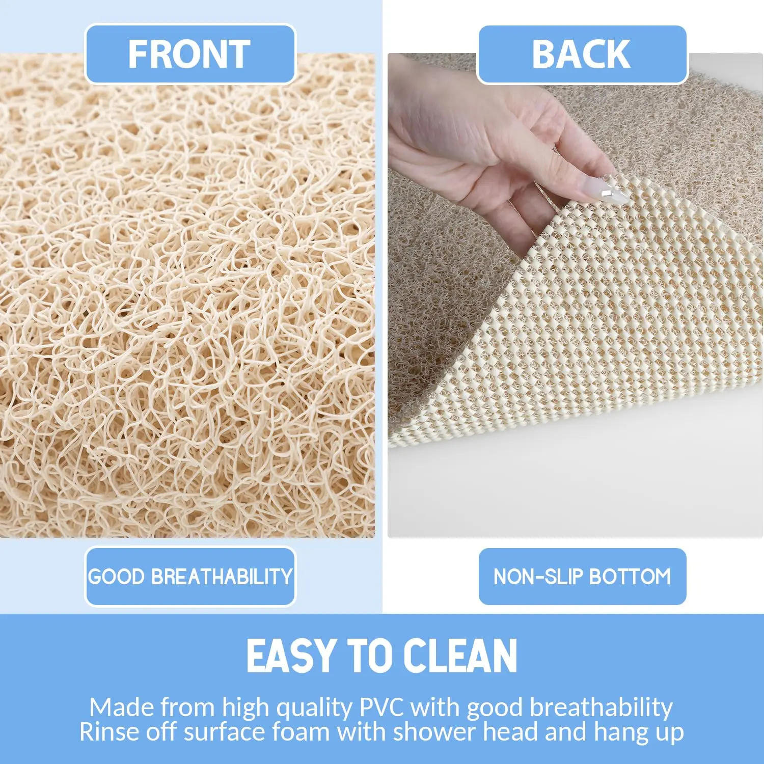 40*60cm Super Comfy Shower Mat DIY Anti Slip Bath Mats Drainable Easy To Clean Washable Bathroom Mat Non-slip bath mat