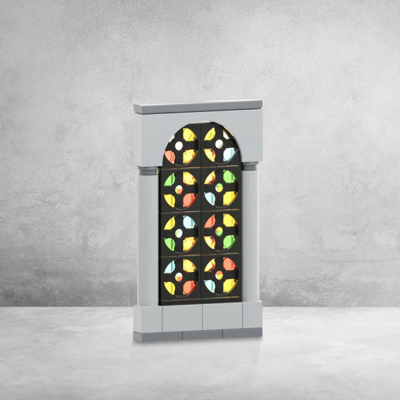 

MOC Stained Glass Window Model Building Blocks Church Glass Doors and Windows Assembled Bricks Toys Creative Children's Toy Gift