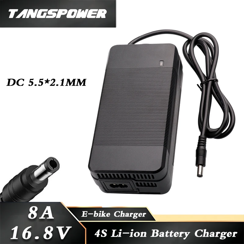 

16.8V 8A Lithium Battery Charger For 4Sseries 8A Li-ion Battery Pack Fast Charging With Cooling Fan DC 5.5x2.1MM Connector