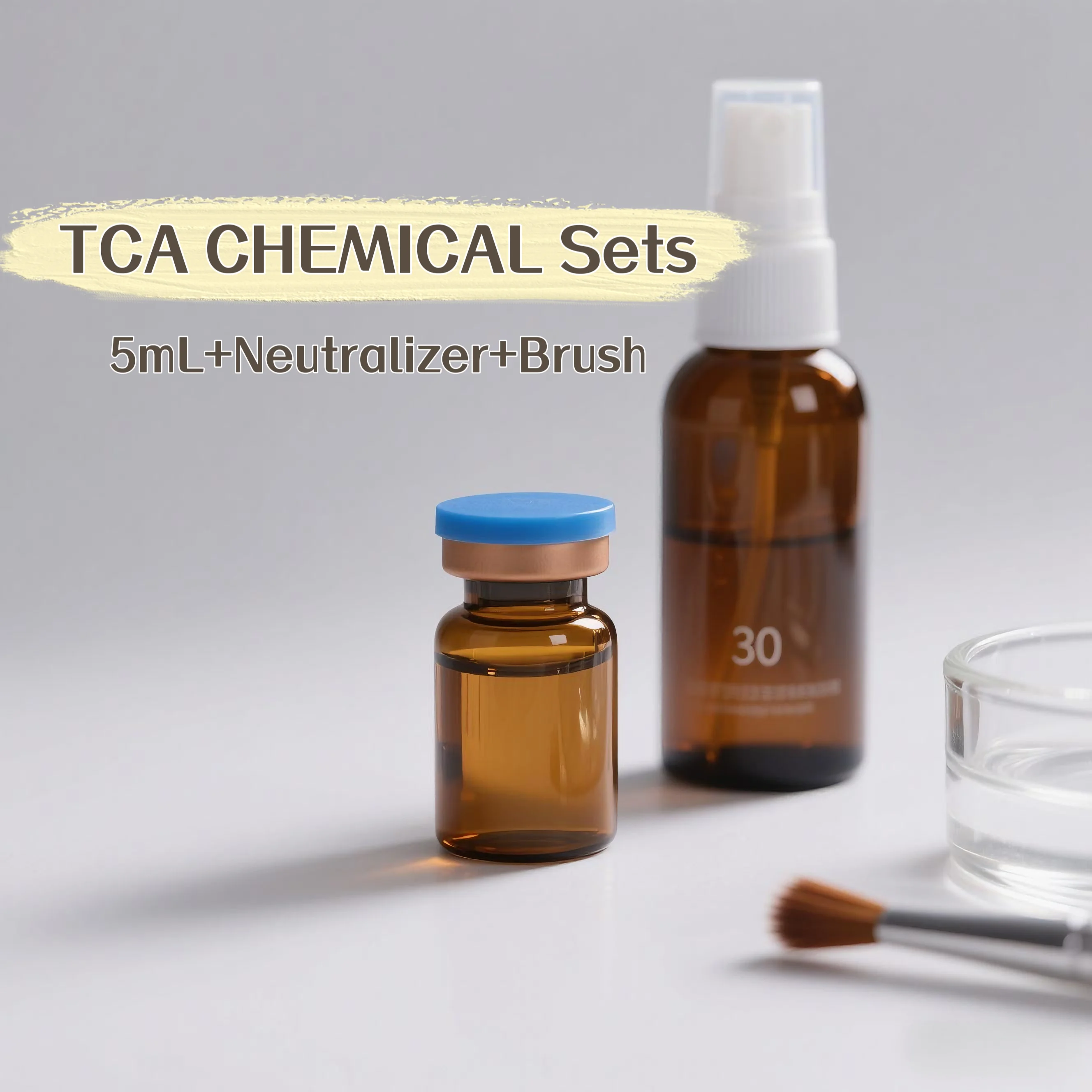 TCAピーリング溶液 20-70％ 5ml + 中和剤 30ml | ブラシ付き | プロ用ピーリングキット