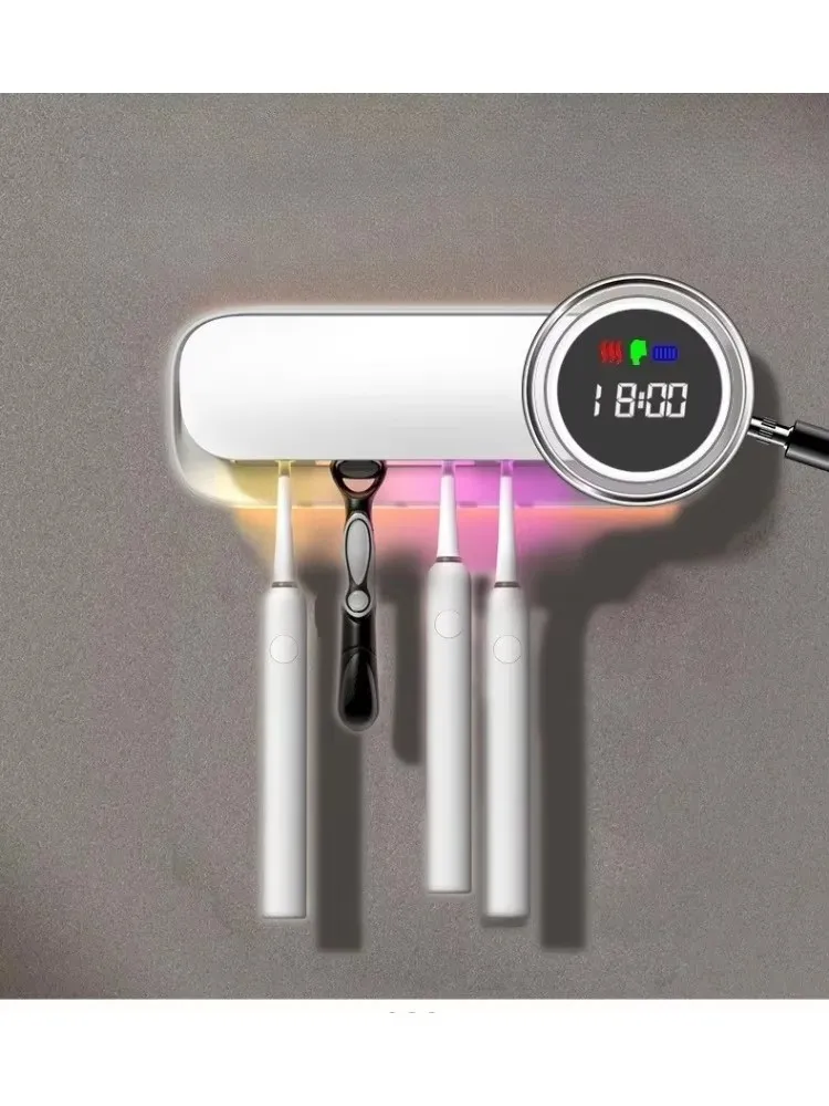 Электрический держатель для зубных щеток Xiaomi с УФ-стерилизатором, настенный органайзер для ванной комнаты с горячим воздухом, без сверления, для хранения зубных щеток