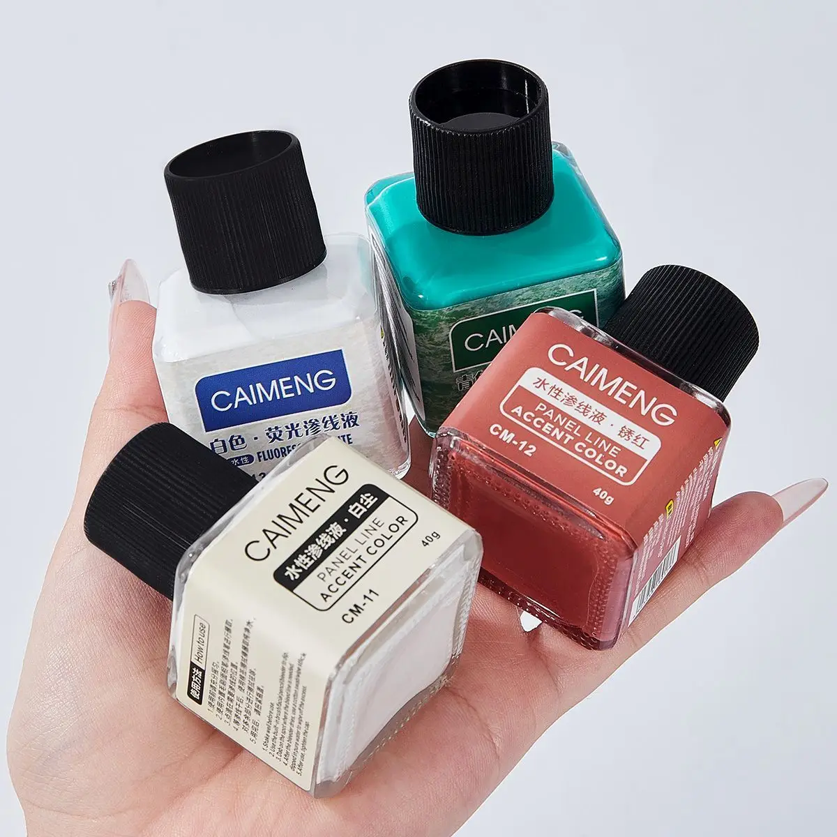 CAIMENG Water-based Fluorescent Panel Liner Paint 40g for Model Building Fluorescent Ink Panel Line Accent Color