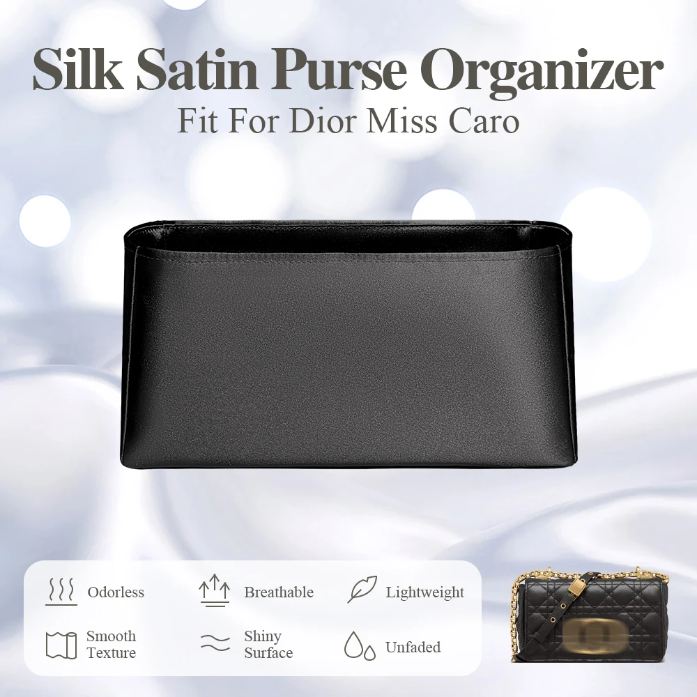 Silk Satin Purse Organizer Insert Fit for Dior Miss Caro Chain Bag Inside Storage Bag Smooth Inner Liner Bag Storage Bag In Bag