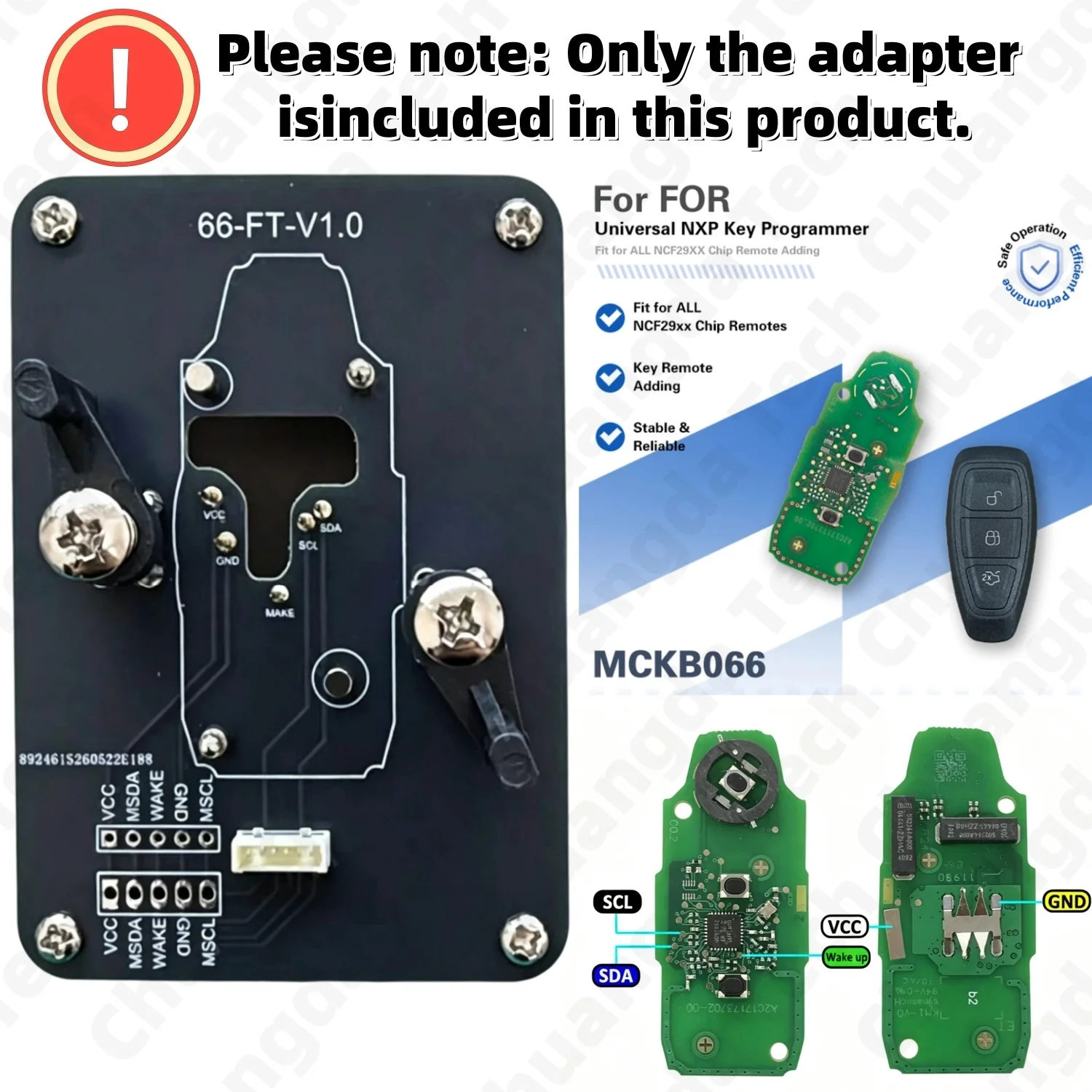 Mckb66/67/87/121/122/148 Adapter, Suitable for Ford Mondeo, Fusion, Mustang, Edge, S-Max, Galaxy Keys, Compatible with Nxpkiller/Kd/Xhorse/Cg/Kydz Devices for Solder-Free Reading and Writing