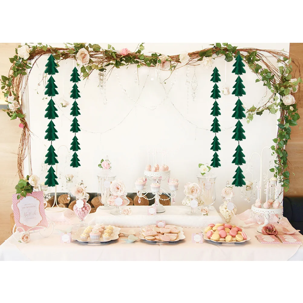 

3D Mini Christmas Tree Garland Paper Cardboard Banner Hanging Decorations Christmas Party Wall Fireplace Food Table