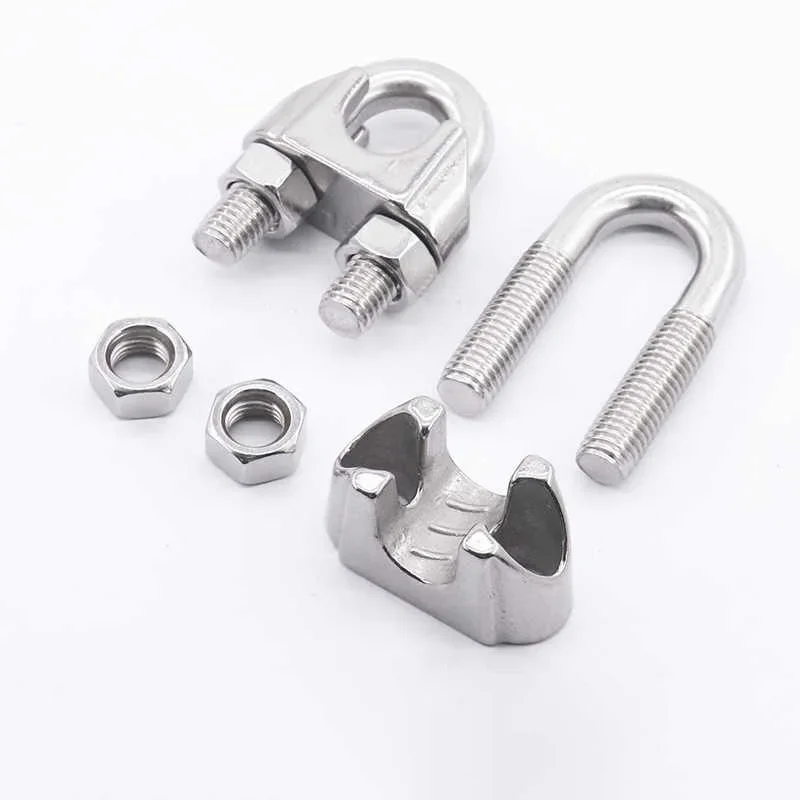 U Type Clamp 304 Stainless Steel U Type Steel Wire Rope Clamp Fixing Clip M2/3/4/5-M30/32/40 Cable Rigging Fastening Clamps