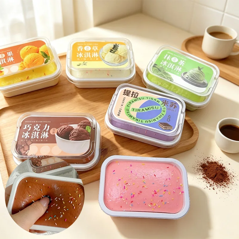 Tiramisu Ice‑Cream Cake Squishy Toy, Slow Rebound Squeeze Fidget Toy, Stress Relief Anti‑Anxiety Desktop Relax Gift