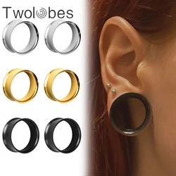 Twolobes 2PCS Round Ear Gauges 316 Stainless Steel Tunnels Plugs Expander Stretchers Piercing Women Body Jewelry Daily