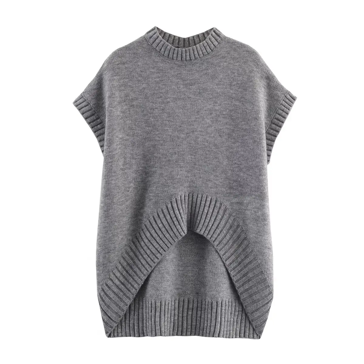 

2025 Новая женская одежда в европейском и американском стиле, модный универсальный однотонный вязаный жилет нестандартной формы