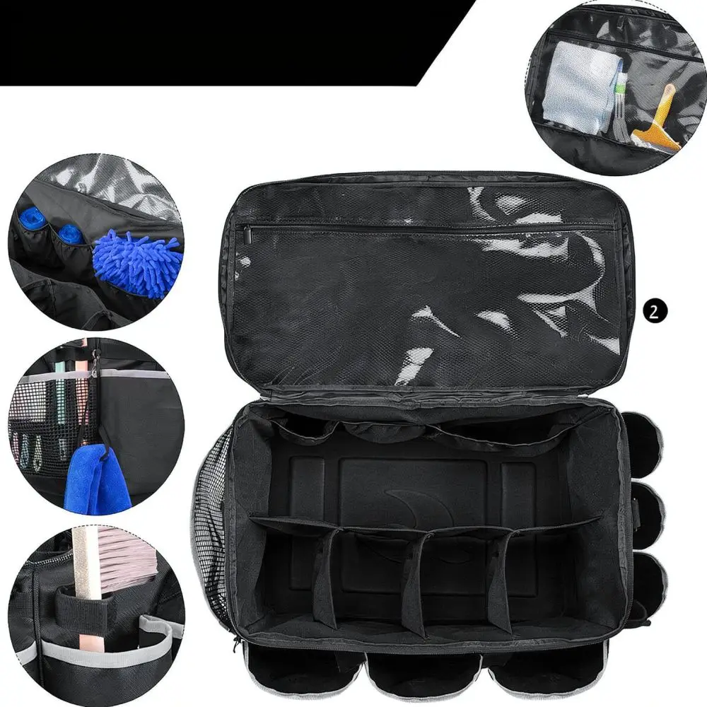 Oxford Fabric Storage Organizer Bag For Car Trunk Detailing Tools Home Cleaning Supplies Multifunctional Utility Pouch Case