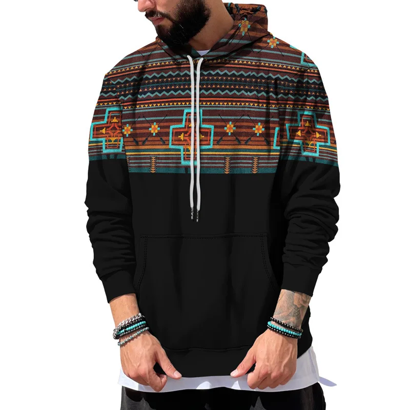 New Aztec Geometric Graphics Hoodies 3D Print Men Women Vintage Streetwear Hoody Sweatshirts Pullover Y2k Tracksuit Man Clothing