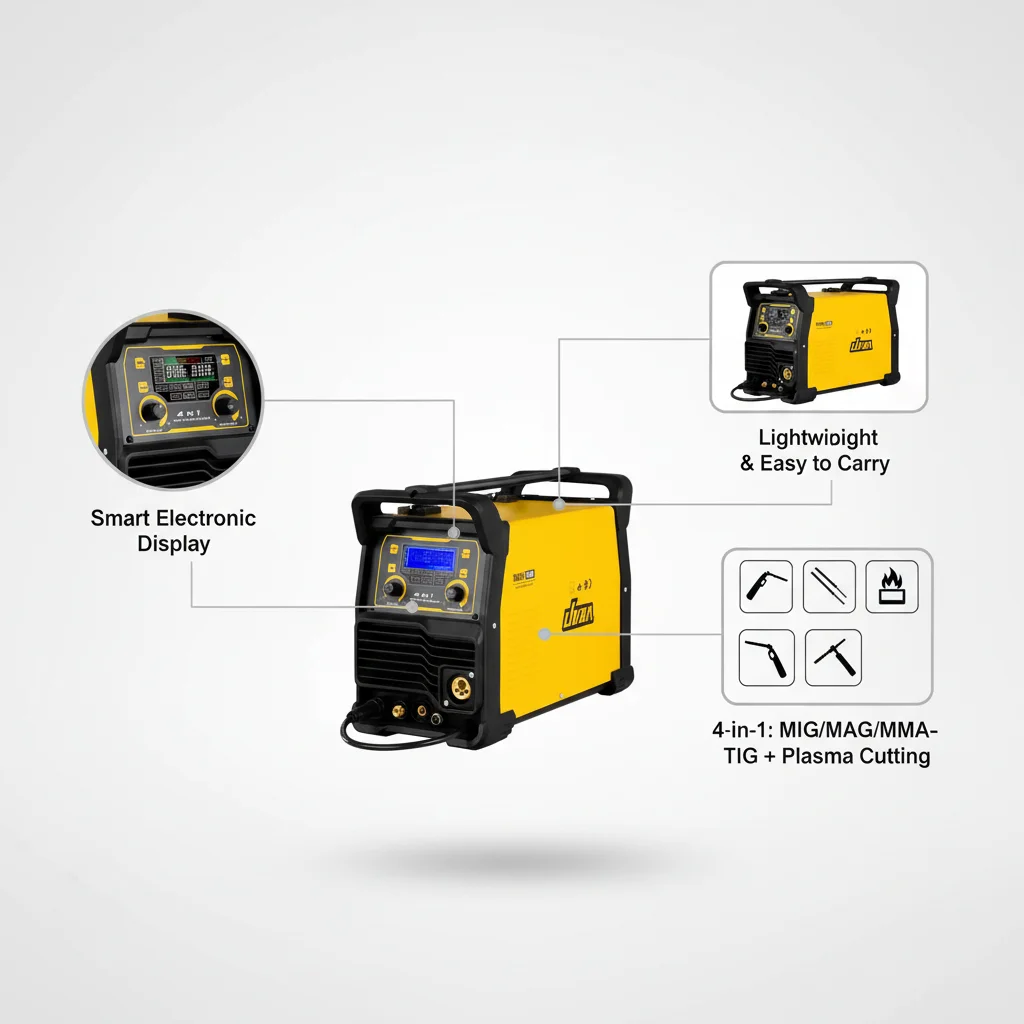 New JUBA MIG-200L 230V Portable 4-in-1 Inverter DC Motor MIG/MAG/MMA/TIG Plasma Cutting Welding Machine