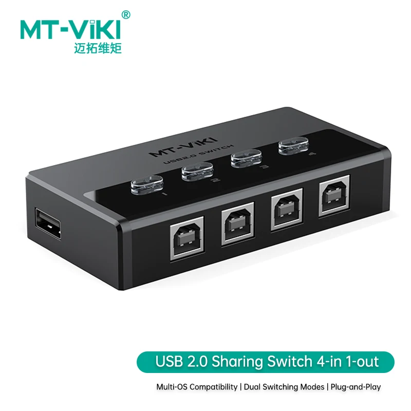 

MT-VIKI 4 Ports Auto USB2.0 Printer Switch 4 In1Out Four Computers Share One USB Interface USB Converter