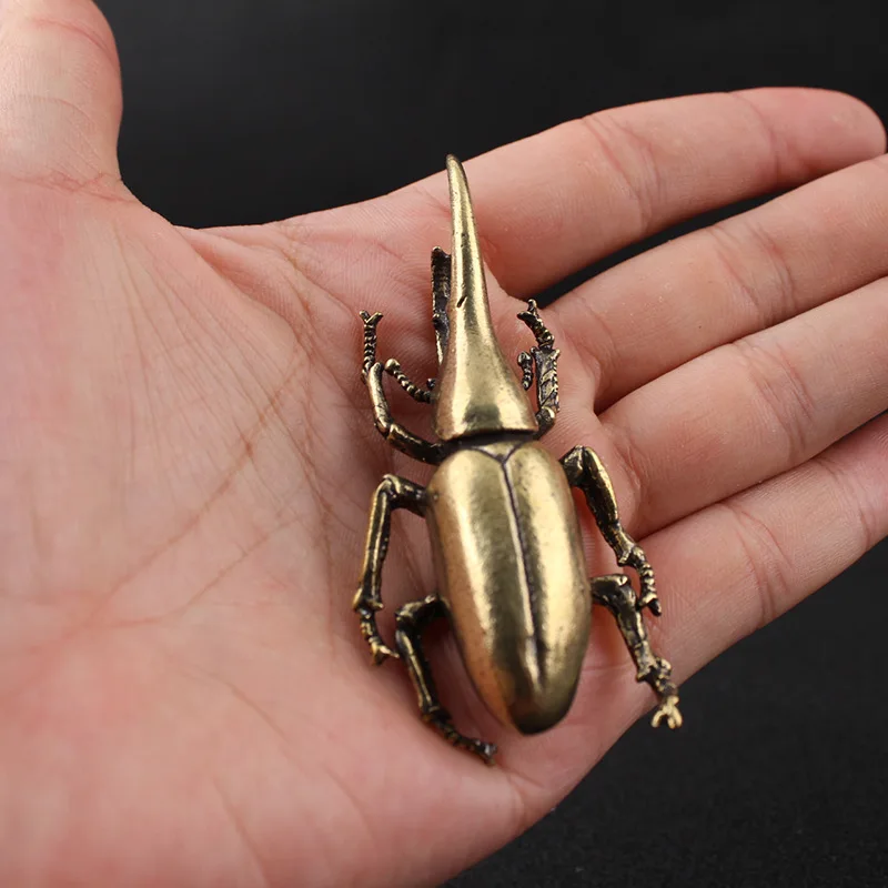 Vintage brass simulation beetle desktop small ornament brass small animal clip insect tea pet solid insect