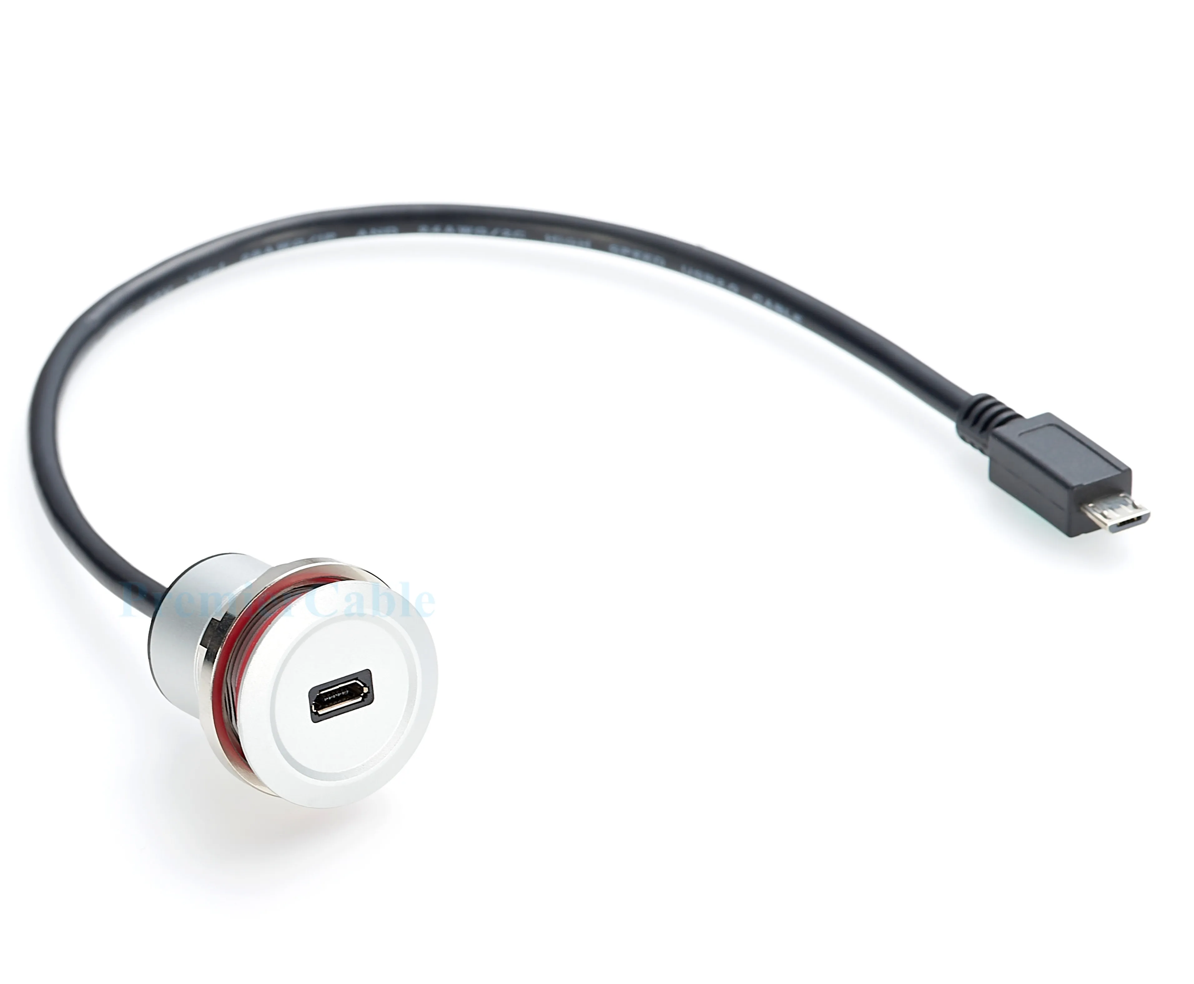 Micro-USB-2.0-Verlängerungskabel (Stecker auf Buchse) für bündige Montage mit Gewinde zur festen Befestigung, Lade- und Datenkabel für Festplatten, Autos, Boote – Detail 4