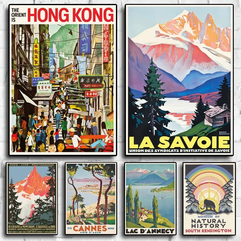 Pôster de lona sem moldura, vintage, viagem, cidade, natureza, paisagem, mont blanc, hong kong, lago annecy, arte de parede, imagens para casa, 1 peça