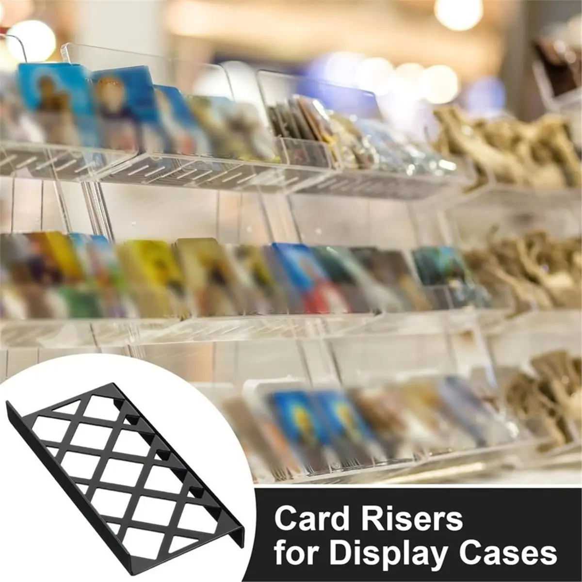 10 Pcs Trading Card Risers for Display Case Acrylic Modular Display Risers for Cardshow Sport Card Board Game (Hollow)