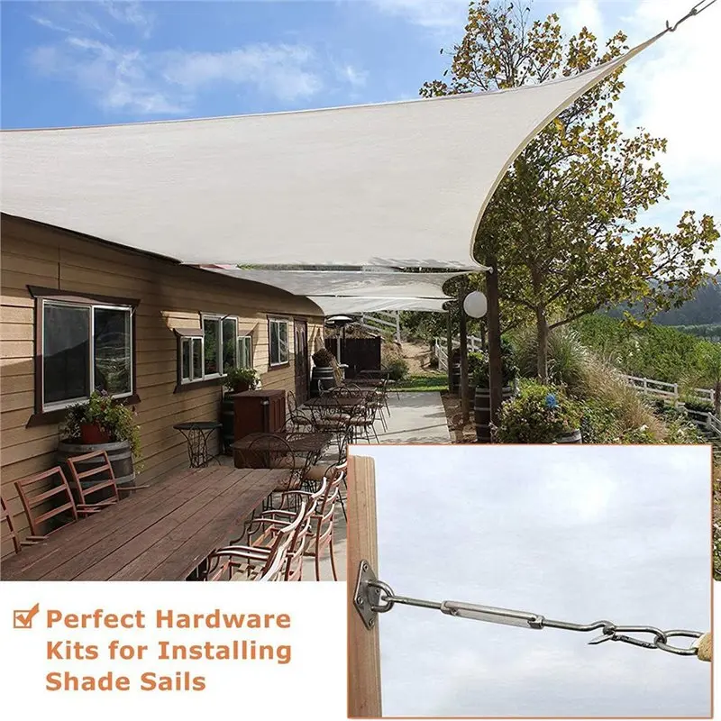 AB46-44 Pcs Sun Shade Sail Hardware Kit 6 Inch For Rectangle & Triangle Shade Sail Install Shade Sail Fixing Accessories