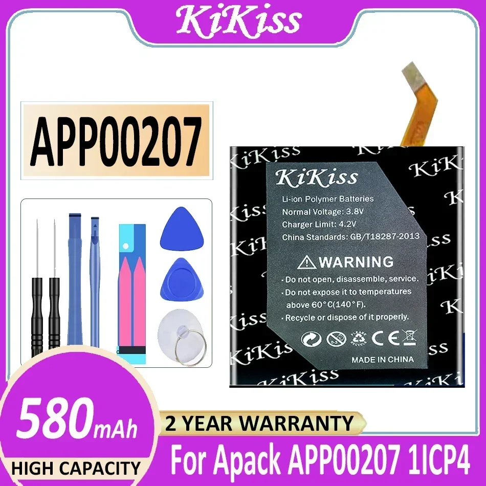 580mAh KiKiss Battery For Apack APP00207 1ICP4/27/30 Connector Bateria