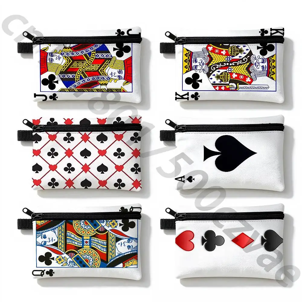 Tufting Poker Card  Canvas Coin Purse Simple Fabric Small Coin Pouch Change Purse Portable Cotton Card Holder