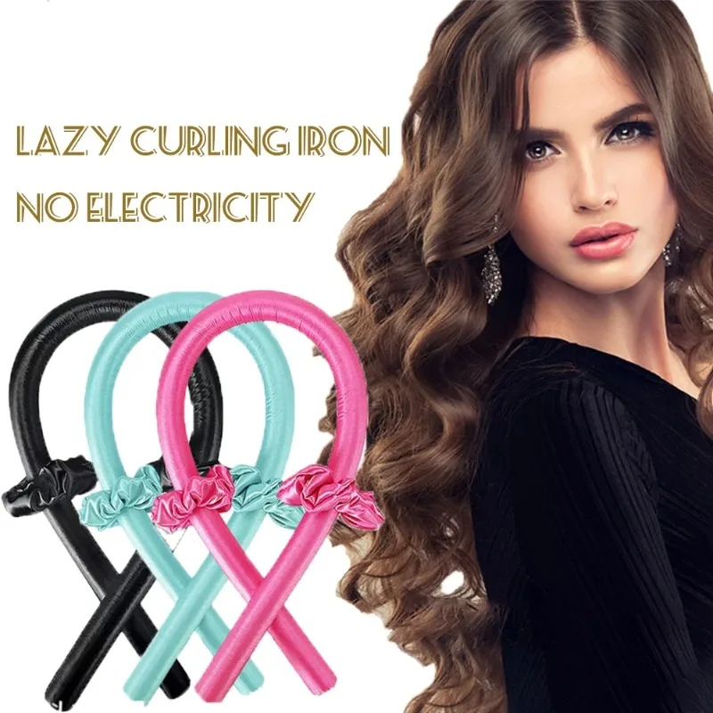 4Pcs Heatless Hair Curler Set with Sleep Cap Soft Polyester No Heat Overnight Wave Curling Rod Kit for Women