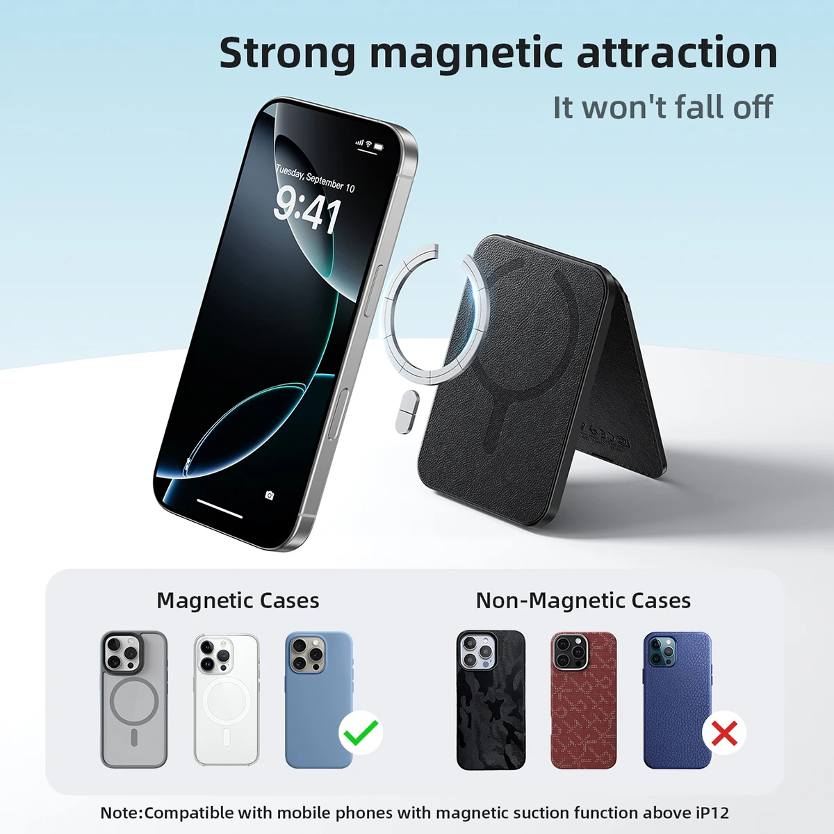 Soporte magnético para tarjetas de identificación HOCO E91I con dispositivo antipérdida inteligente, soporte para teléfono, localizador recargable, rastreadores para IOS Find My Network