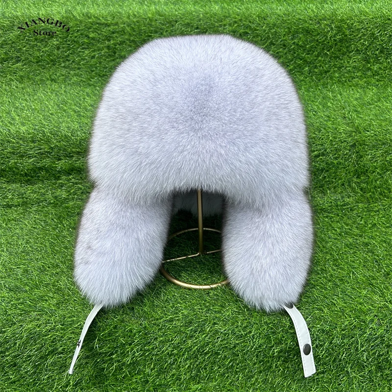 

High Quality Hat Winter Windproof Warm Cap Real Fox Fur Ear-Protecting Hats Russian Ushanka Hats Bomber Cap Women's Trend Hat