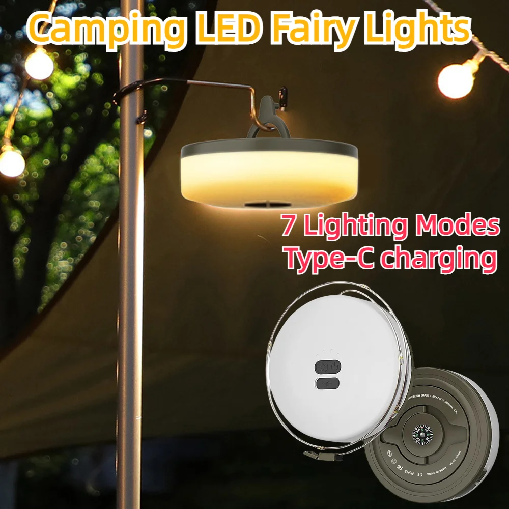 

Camping Light Outdoor Atmosphere Tent Decoration LED Light String with Campsite Small Color Lights String Portable String Lamp