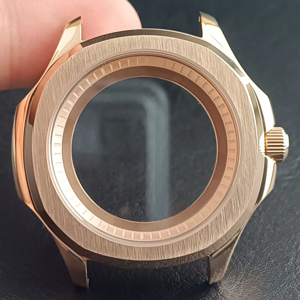 39.5 مللي متر ساعة رجالية حافظة من الفولاذ المقاوم للصدأ بها حلقة داخلية تناسب NH 35 NH36 NH70 ساعة يد تعمل بالحركة الياقوت الزجاج ساعات المعصم أجزاء