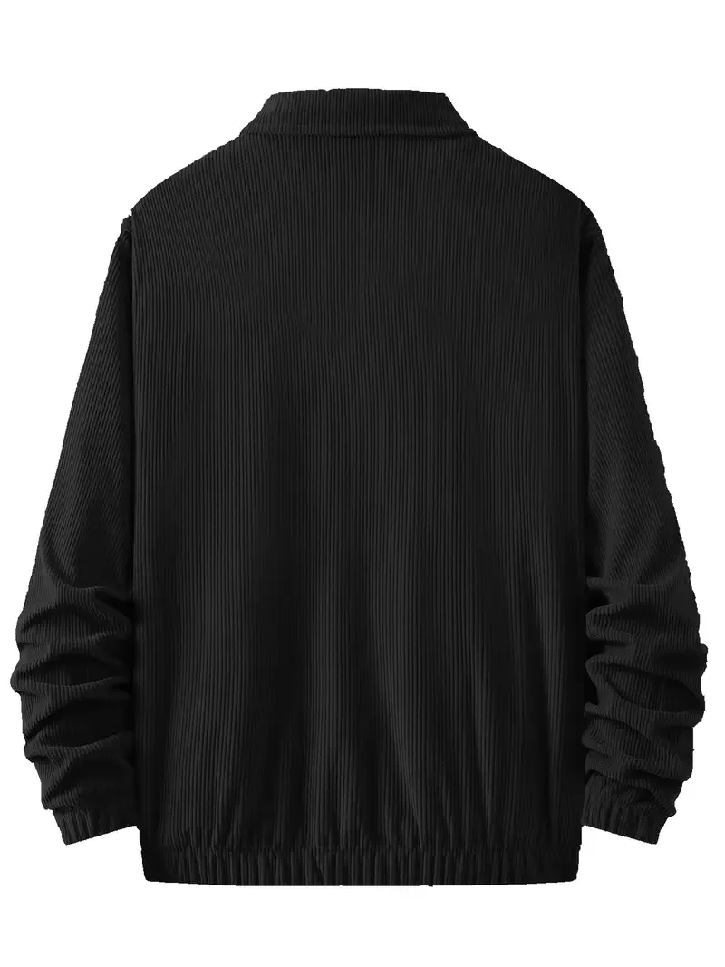 Men's Corduroy Zipper Jacket Casual Fashion Top Spring Autumn Outerwear for Streetwear Comfortable Fit Zippered Coat