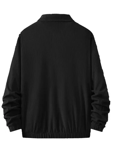 Imagen 2 del producto Chaqueta de pana con cremallera para hombre, Top informal a la moda, ropa de abrigo para primavera y otoño, abrigo con cremallera de ajuste cómodo