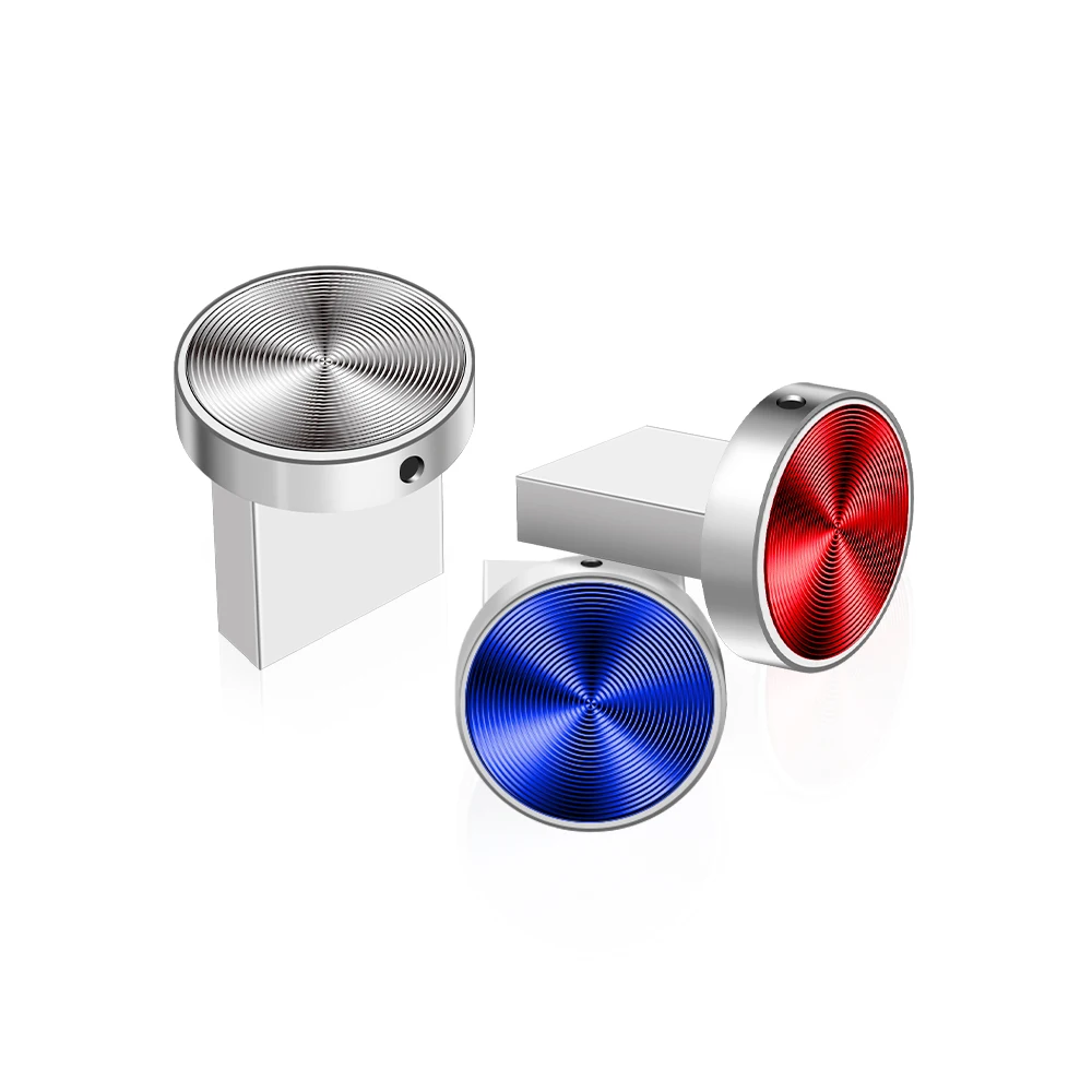 Mini clé USB avec bouton en métal, clé USB, clé USB argentée, clé USB, stockage externe rouge, cadeau créatif, bleu, 64 Go, 32 Go, 16 Go