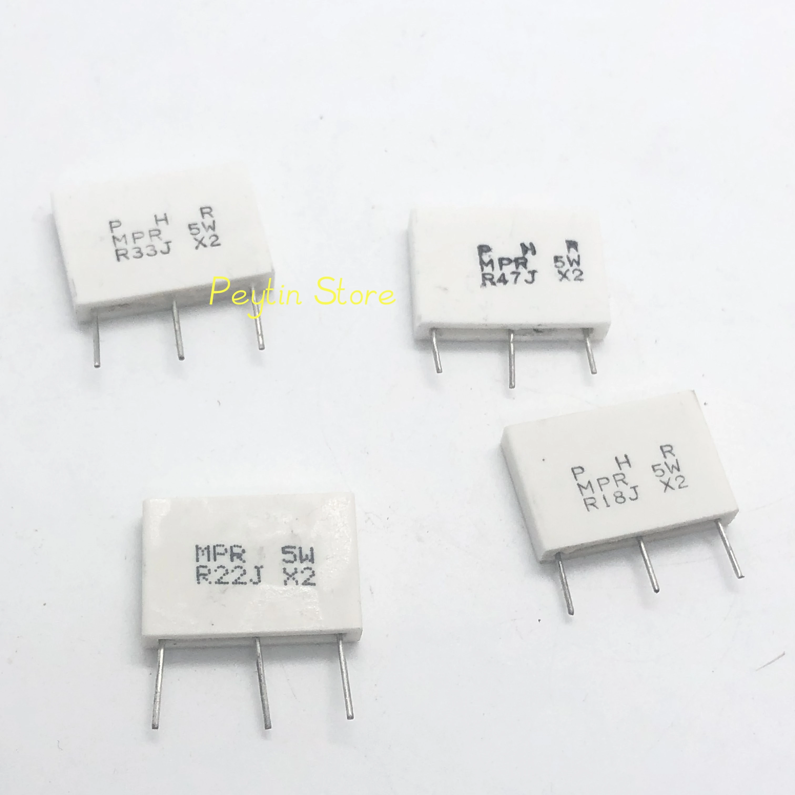 2Pcs MPR 5Wx2(5W+5W) 0.18R 0.22R 0.33R 0.47R Twin Non-inductive Tripod Cement Resistor