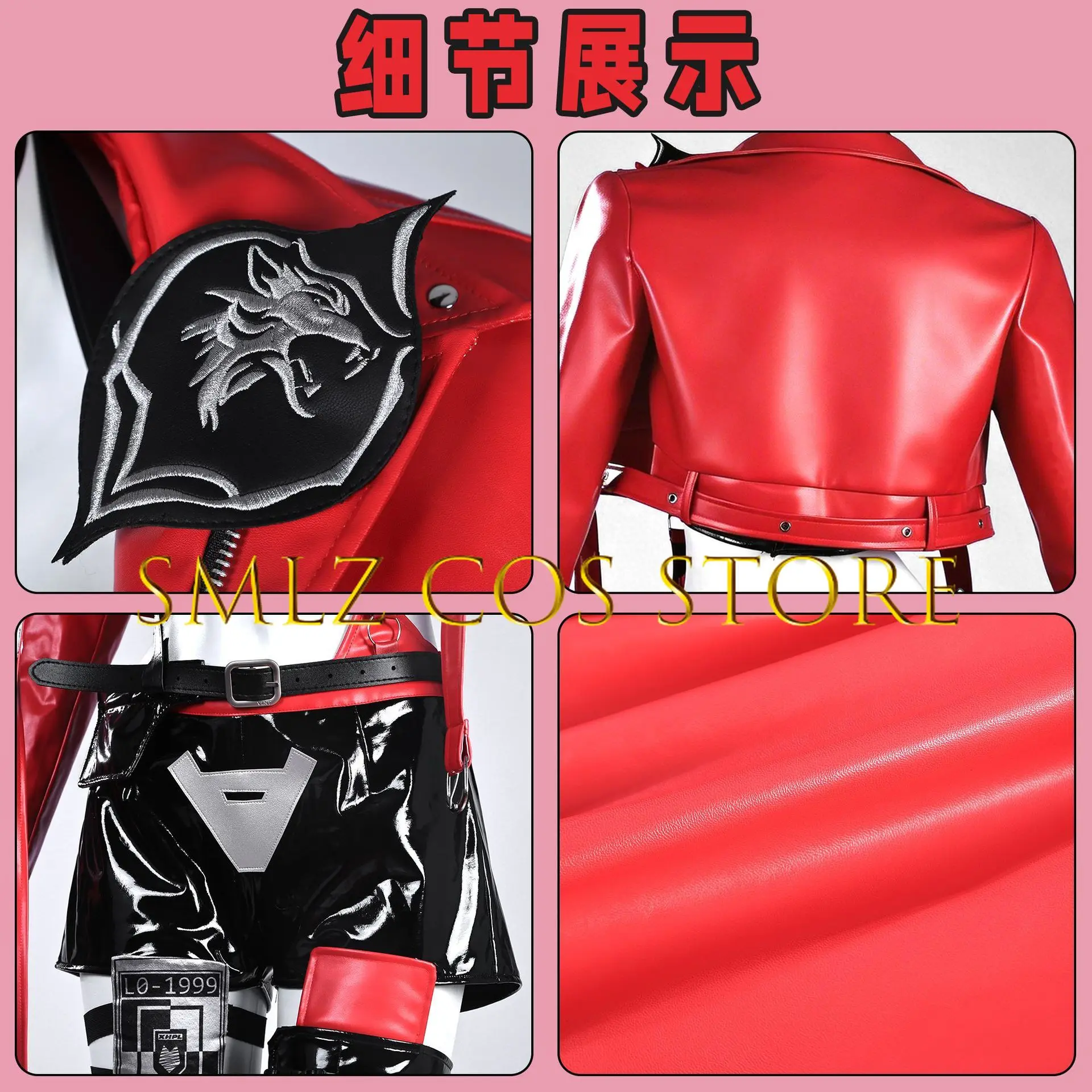 Game Nikkee Red Rapi Little Red Riding Hood Cosplay Costume Woman Pu Coat Bra Pants Prop Wig Set Halloween Party Play Outfit view 5