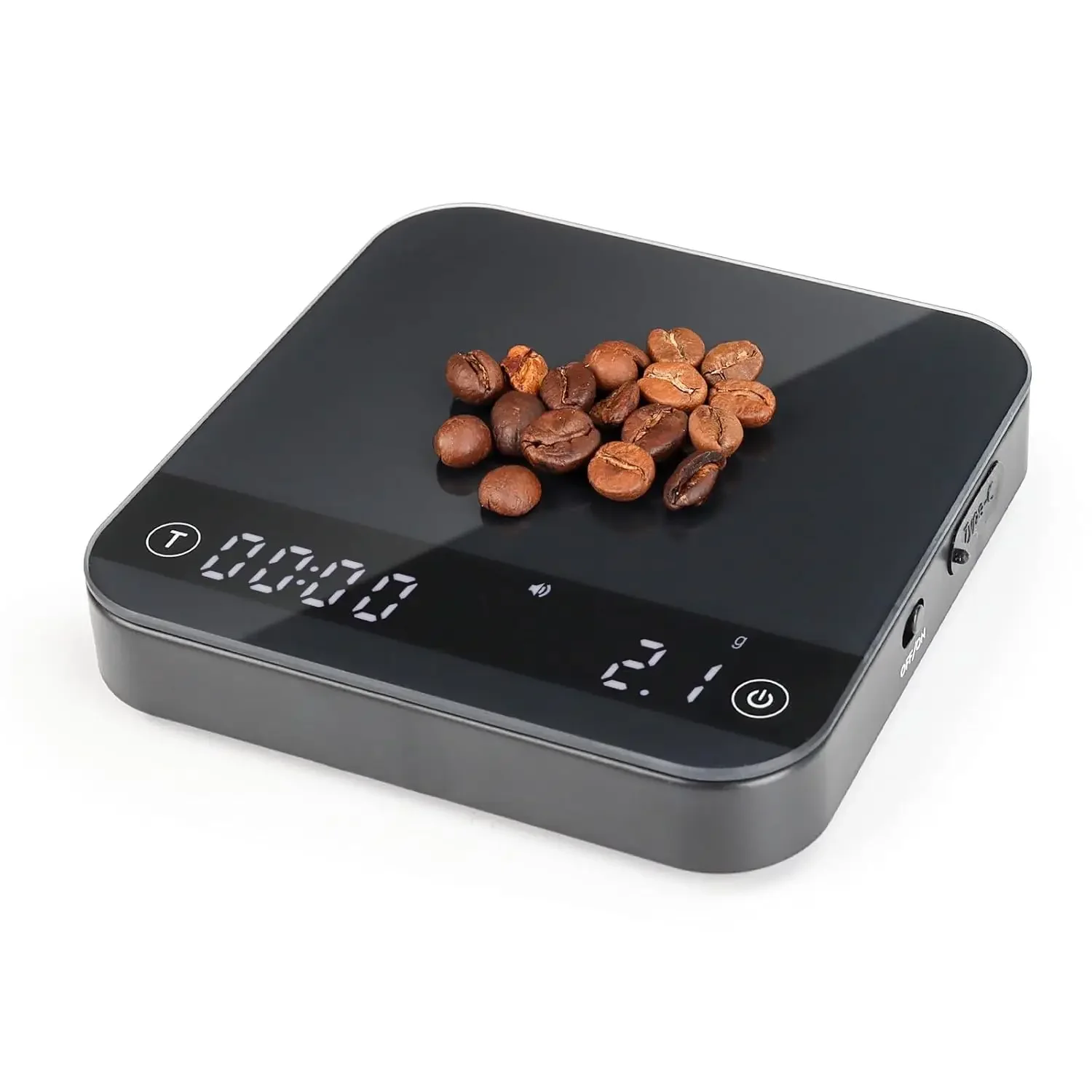 

CaféMetric Coffee Scale 0.1g/2000g with Timer, Rechargeable Mini Scale LED Display for Espresso & Pour Over (Black)