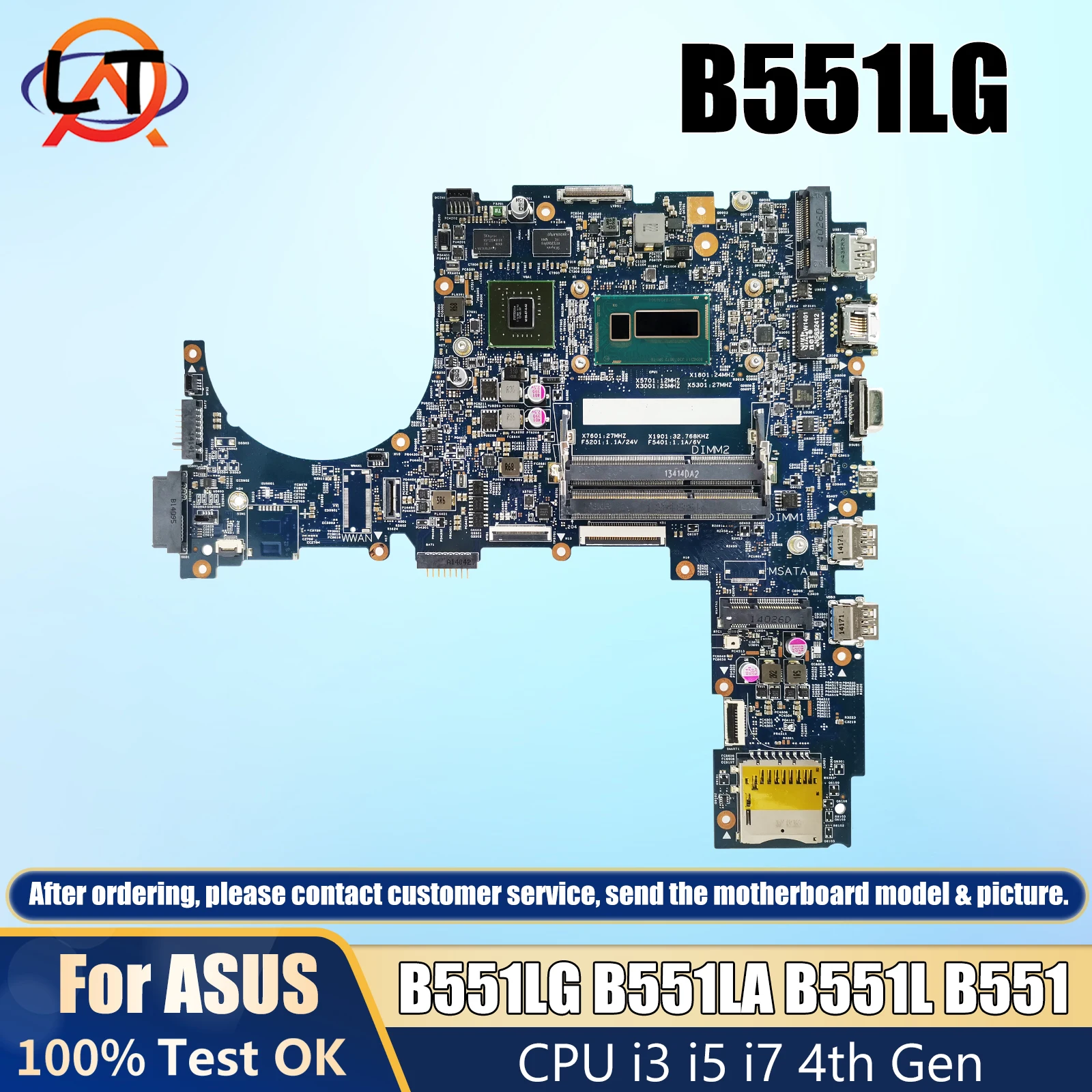 Notebook B551LG Mainboard For ASUS PRO ADVANCED B551LA B551L B551 Laptop Motherboard i3 i5 i7 CPU GT840M DDR3