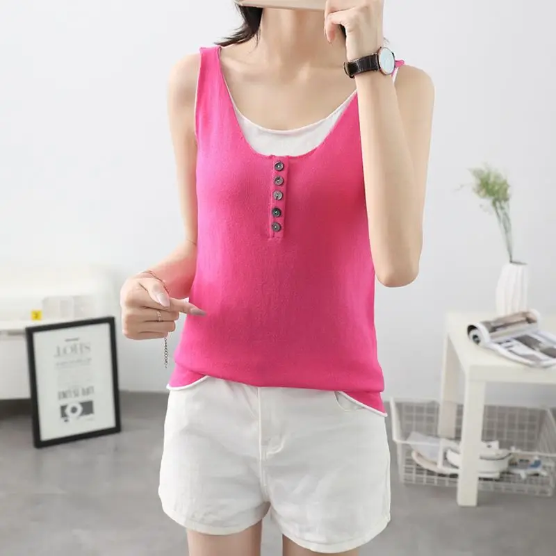 

Women Knitted Sweater Female Casual Sleeveless College Style Loose Vest Ladies O-Neck Pullover Tops Waistcoat Pull Femme G44