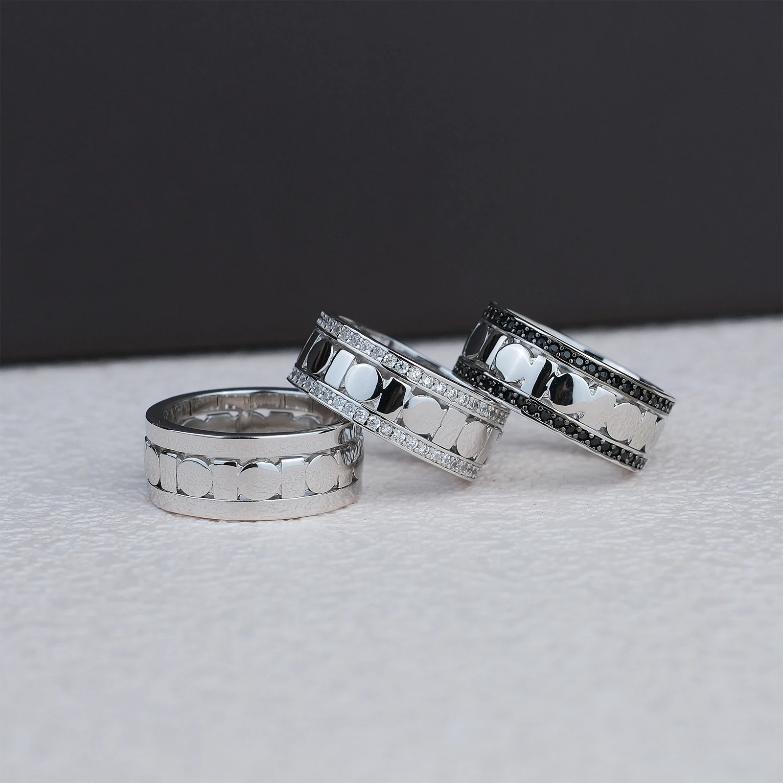 100% 925 Sterling Silver Circular/Rectangle Pattern Band Thumb Rotating Rings Unisex Stress Reliever Spinner Ring Anxiety Relief
