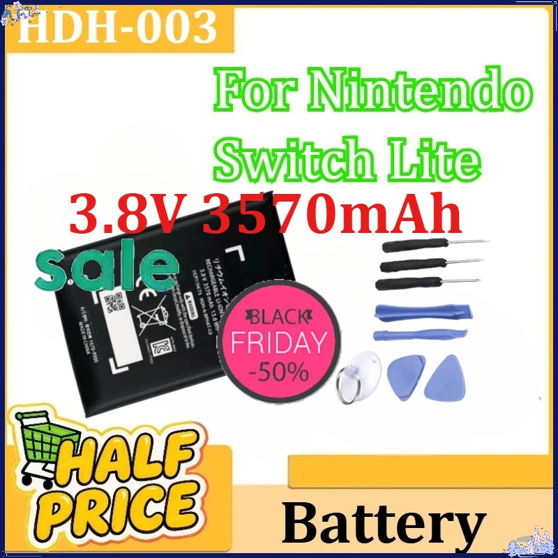 

For Nintendo Switch Lite Replacement Battery HDH-003 3.8V 3570mAh Li-polymer Battery + Free Tools