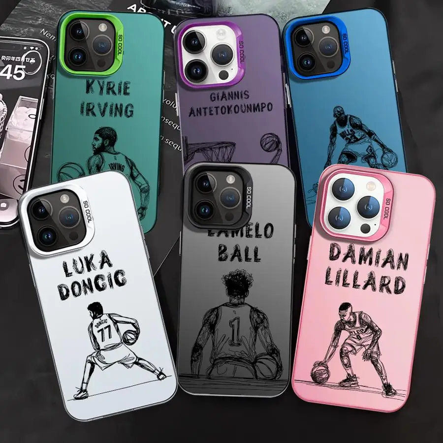 Cartoon Basketball Star Sports Soft Case for iPhone 13 Pro 14 Plus 12 11Pro 15 16 Pro Max 11 15Pro Max Phone Cover Shell
