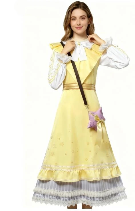 

Identity V Game Anne Leicester Lester Cosplay Toy Merchant Yellow Princess Dress Full Set of Role-playing Costumes and wig