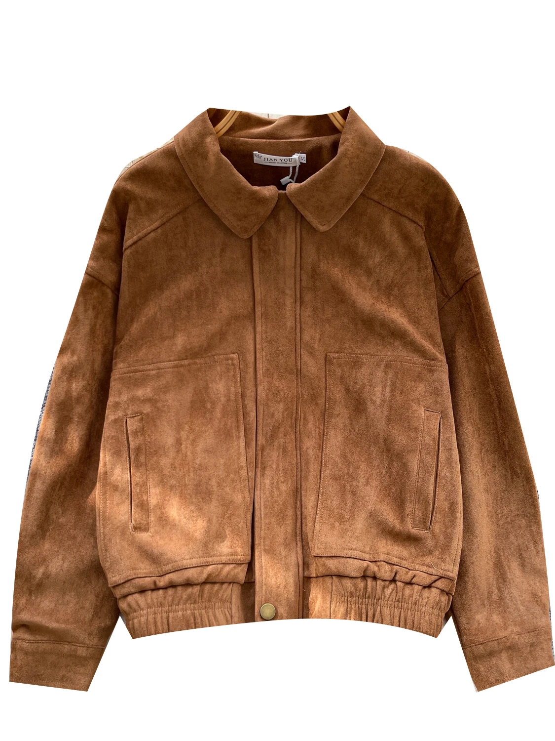 Solto casual pele de veado veludo jaet feminino facionable retro colarinho colete de beisebol topo na moda coreano sle outono 2025