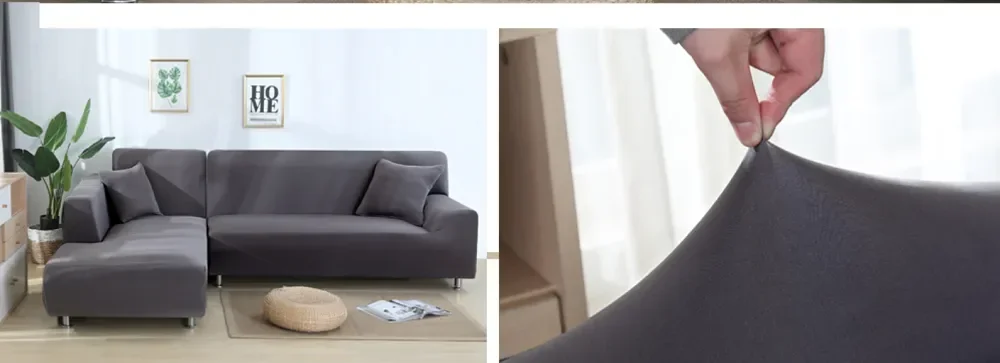 Solid Color Elastic Sofa Covers for Living Room Spandex Sectional Corner Sofa Slipcovers Couch Chair Cover 1/2/3/4 Seater