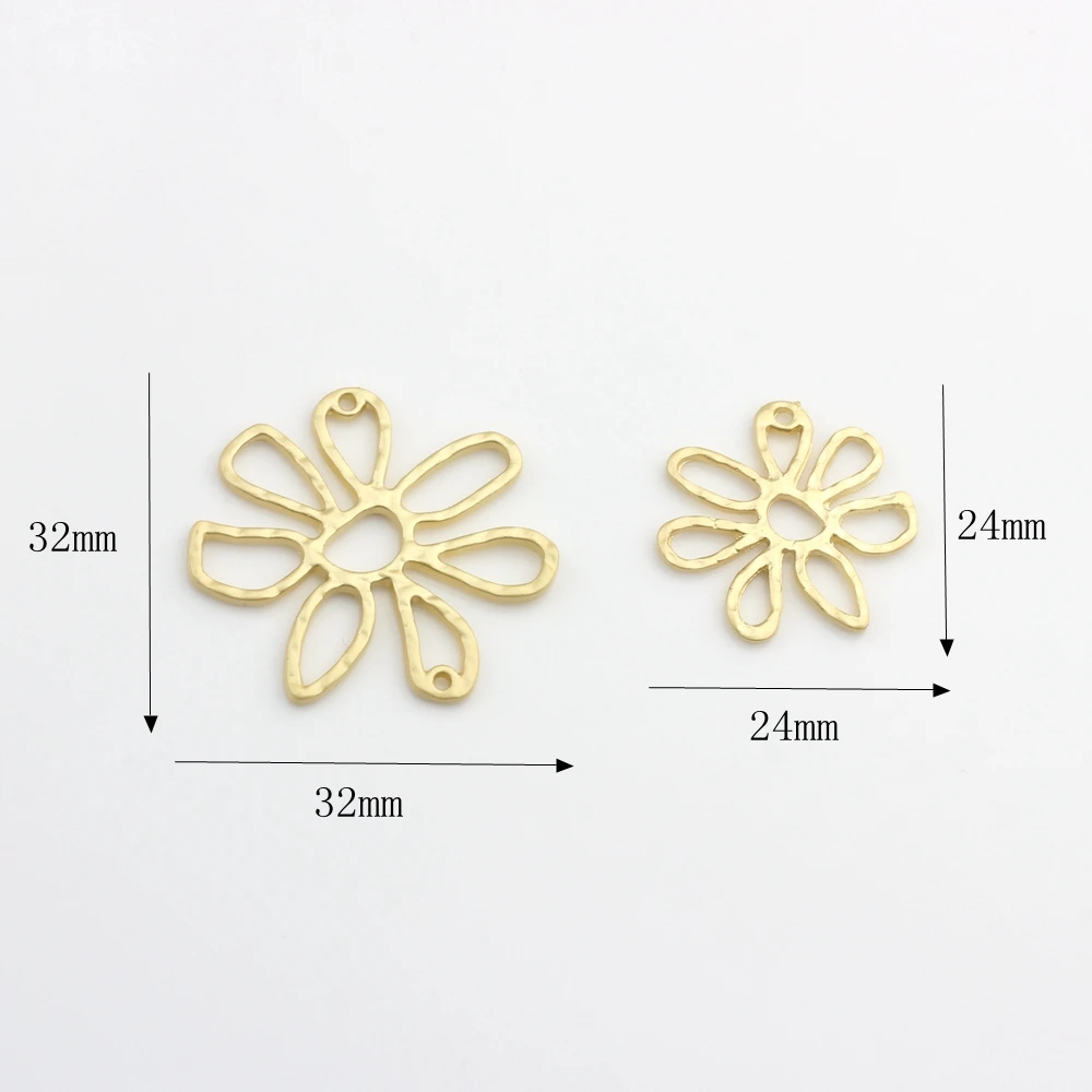 Zinc Alloy Color Spray Paint   Hollow Flowers Charms Connector 6pcs/lot For DIY Earrings Jewelry Making Accessories