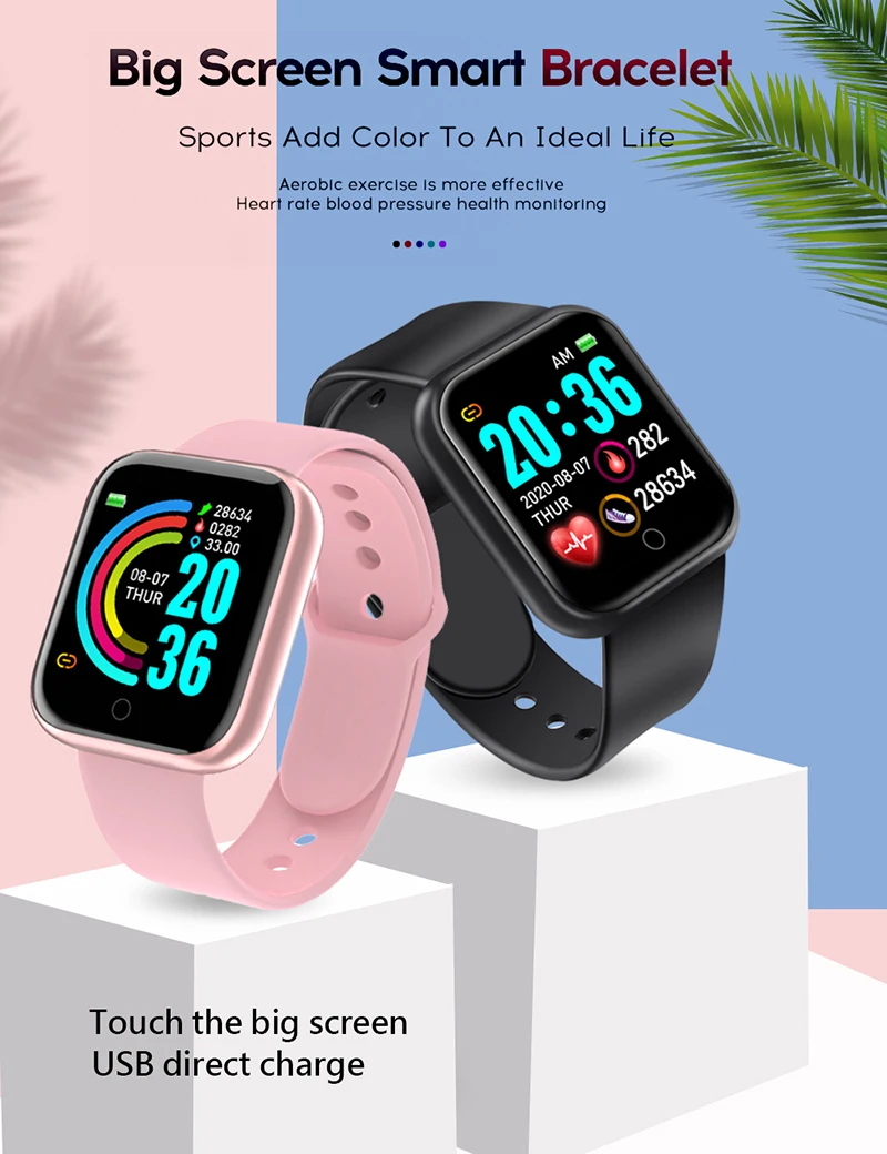 สมาร์ทวอท์ชสำหรับเด็กบลูทูธอิเล็กทรอนิกส์ดิจิตอลความจำ Heart Rate สร้อยข้อมือกีฬาเชื่อมต่อนาฬิกาเด็กสมาร์ทนาฬิกา