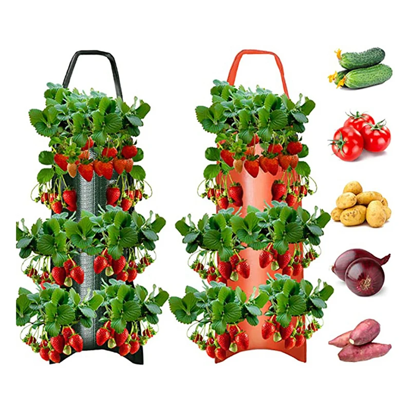 Multi-Function Hanging Strawberry Grow Bag Upside Down Planter Garden Tomato Potato Vegetable Flower Plant Grow Bags