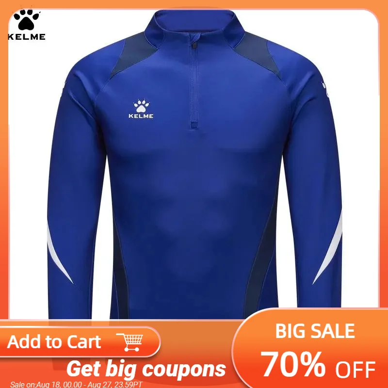 KELME Karl Mei Half Zipper Long Sleeve Sports Hoodie Men's Running Training Soccer Hoodie Basketball Jacket