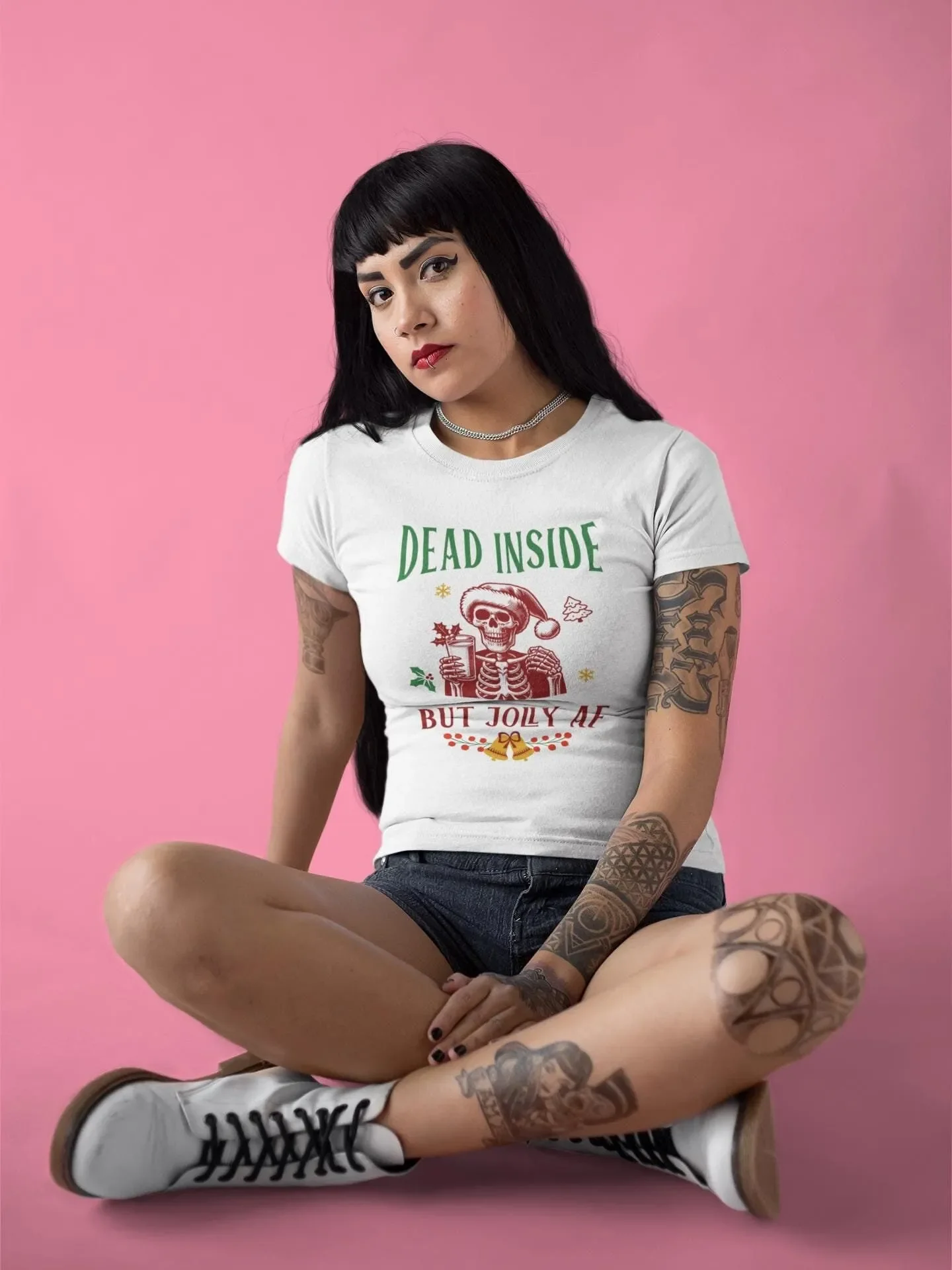 Dead Inside Jolly Funny T shirt Christmas Holiday Unhinged Oddly Specific